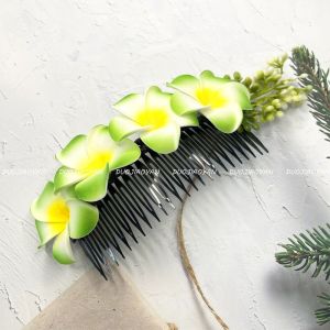 JJT Tropical Plumeria Hair Comb with Realistic Flowers for Beach Vacation and Ethnic Style Photography