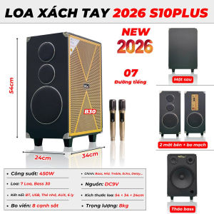 Loa kéo Bass 30 S10 Plus – Micro pin sạc 18650 300W  5 Đường Tiếng Micro Hút Âm Tốt