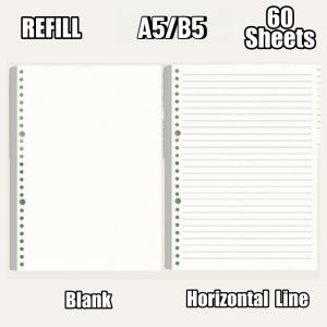 A5/B5 Binder Notebook Metal Ring Binder Notebook Loose Leaf Notebook Thick Cover Refill Paper 60Sheets