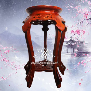 Đôn lá trầuĐế tròn lá trầu gỗ hương mặt 30cm cao 6070