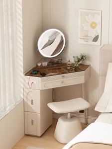 Dressing Table Tempered Glass 5mm Double Doors E1 Grade Adult Use Bedroom Headboard Corner French Cream Small Triangular No Assembly