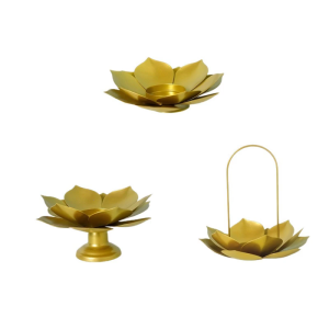Iron Tealight Holder Cup With Lotuses Flower For Church Event And Home Ambiances