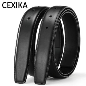 CEXIKA Belts No Buckle 2.8 3.0 3.5 3.8cm Width Brand Pin Buckle Black Genuine Leather Mens Belts Body Without Buckle Strap Christmas Gifts