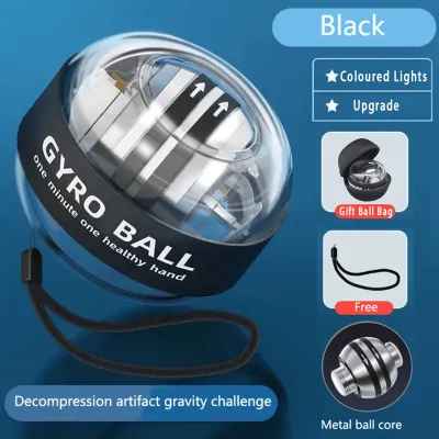 Gyro Ball LED Wrist Ball Arm Hand Forearm Exerciser Power Wrist Gyro Ball Fitness Wrist Trainer Spinning Wrists Gyro Auto-Start Gyroscope Trainer Gift Ball Bag 腕力球 ﻿