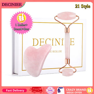 DECINIEE Bộ Con Lăn Ngọc Bích Thạch Anh Hồng Tự Nhiên 100% Bộ Dụng Cụ Mát Xa Mặt Bằng Đá Ngọc Bích Dụng Cụ Mát Xa Nâng Cơ Mặt Làm Đẹp-Quà Tặng Sinh Nhật Năm Mới