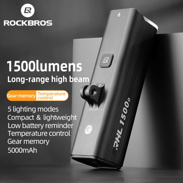 ROCKBROS RHL-1500 Bike Front Light Rainproof Bicycle LED Light ...