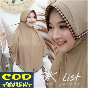 Jilbab instan Serut Kotak Jumbo Termurah - Jilbab Jersey Serut Inayah