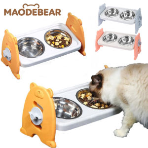 MAODEBEAR Pet Feed Bowl Adjustable Food Water Bowl Cat Bowl with Stand Bekas Mangkuk Makanan Kucing