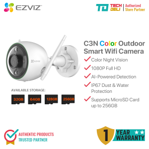 Ezviz C3N 1080 FHD Colored Outdoor Smart Wifi Camera | AI Powered Detection | IP67 Dust & Water Protection