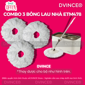 Combo 3 Bông lau thay thế cây lau nhà ETM478 - Màu Trắng (Thay thế được cho bộ lau nhà Locknlock ETM478)