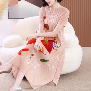 ❀﹍ Aiden001 Middle-Aged Women Short-Sleeved Summer Mother Summer Fit And Slim Belly-Covering Long Dress S3228