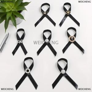 [COD] WEICHENG 3Pcs Black Memorial Funeral Ribbon With Bow Camellia Pins Brooch Gifts For Funeral Party Armband Mourning Event Remembrance