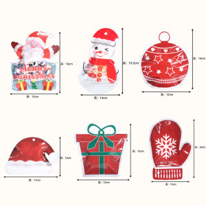 12Pcs Christmas Self-sealing Candy Bag Reusable Cartoon Santa Claus Plastic Child Kids Gift Bag For Chocolate Cookie Party Supplies