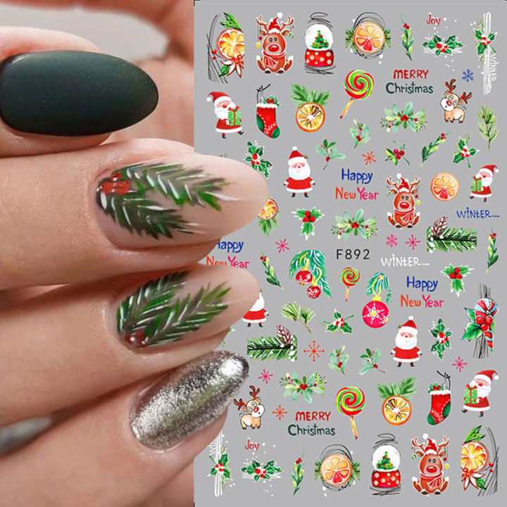3D Christmas Nail Art Stickers Winter Cute Penguins Holly Santa Snowflakes  Elk Manicure New Year Nail Slider Decorations BESW-CS - AliExpress