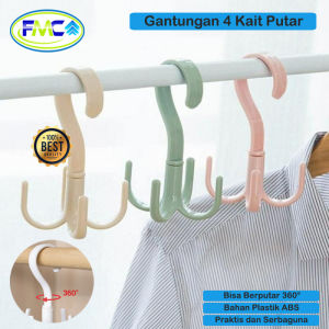 Gantungan Baju 4 Kait Putar Hanger Kail Sepatu Dasi Baju Gantung Kail Serbaguna Bahan Plastik Kuat Gantungan Kail Serbaguna Murah