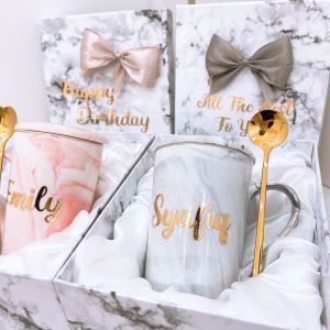 Birthday Gift Customize Name custom Personalised Marble Mug Birthday hadiah for women girl Anniversary wedding gift for girl women wedding