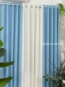 5in1&3in1 Non-Blockout Color of the Year Series Begonia Gray - Powder Blue  Aesthetic Minimalist Window Curtains 5-9FT