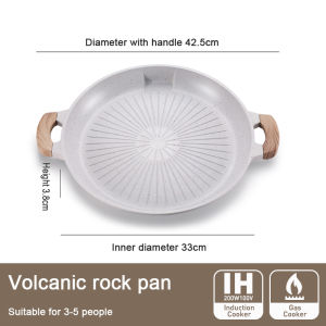 S&S Grill Plate Outdoor Picnic Griddle Non Stick Korean Grill Pan BBQ Grill Pan for Outdoor Camping Roasted Plate 33cm Large Griddle Barbecue Grilling Pan Thickened Barbecue Plate