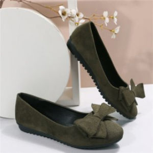 Free Shipping Plus-Size WomenS New Style Bow-Tie Round-Toe Suede Flats Casual WomenS Flats With A Flat Sole And Low Heel