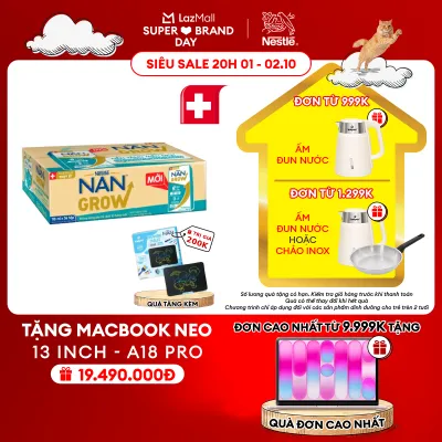 [CHỈ 20h 01-02.10 QT ĐƠN 599K/999K/1299K] [Tặng Bảng viết LCD Kalpen] Sữa Pha Sẵn Nestlé NANGROW Cho Trẻ Từ 1 Tuổi Công Thức Thụy Sĩ Giúp Bé Cao Lớn Vượt Trội Thùng (36 Hộp x 110ml)