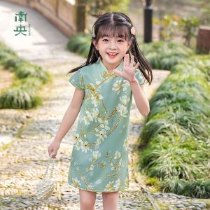 DNT สาว cheongsam ฤดูร้อน 2023 ใหม่สาวน้อยซุปเปอร์ต่างประเทศ Hanfu Tang เสื้อผ้าเด็กฤดูร้อนสไตล์จีนชุดเจ้าหญิง