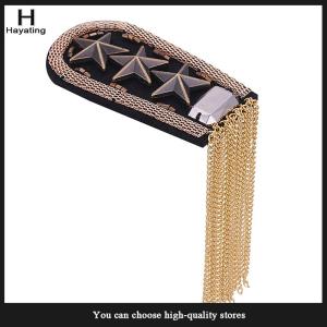 Hayating 1Pcs Vintage Five Star Tassel Chain Shoulder Board Badges Beads Fabric Metal Epaulet Epaulette Pin On Brooch Medal