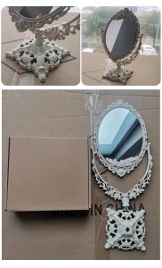 SG Stock Butterfly Antique Stand Mirror Elegant Flower Carved Detachable Table Mirror