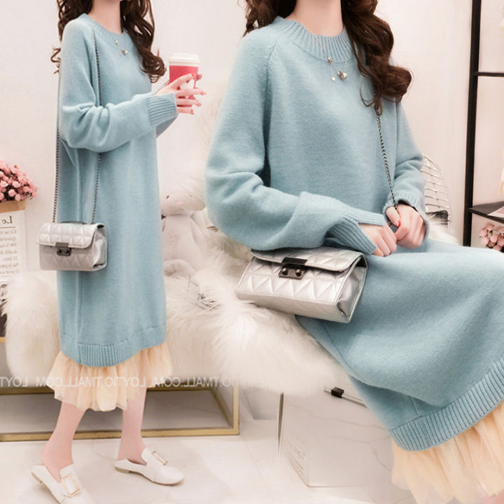 Váy đầm mùa đông len lông thỏ quảng châu cao cấp n670