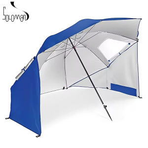 SoLoMan New 8ft Premium Portable Beach Umbrella with UPF50+ Sun Protection and Mesh Window for Outdoor Activities