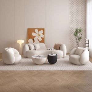 ⚡Luxury Cat Claw Technology Leather Irregular Sofa Reception Area Curved Sofa