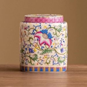 FFBH Ceramics Tea Caddies Enamel Colors Tea Storage Hermetic Pot for Loose Tea Chinese Porcelain Airtight Spices Container 9T1N6