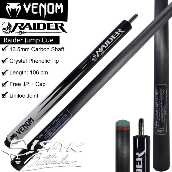 VENOM CARBON JUMP CUE RAIDER 13.5MM STICK BOLA LOMPAT BILLIARD