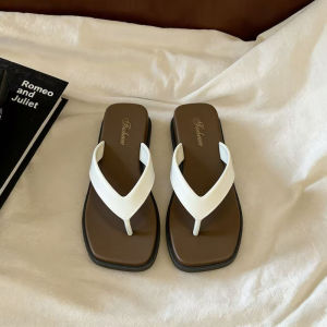 Free Shipping Niche 2026 Summer High-End Minimalist Flat Wedge Beach Square-Toe Sandals For Women