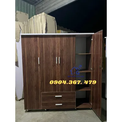 [HỎA TỐC HCM] Tủ nhựa Đài Loan 4 cánh màu nâu gỗ - tủ quần áo nhựa giá rẻ trực tiếp tại xưởng