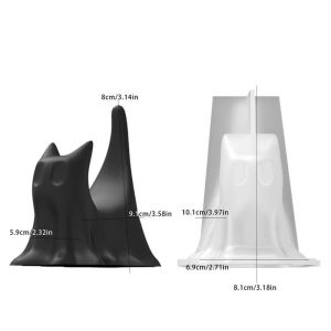 U85IS1 DIY Halloween Ghost Cat Mold Silicone Multi-purpose Epoxy Resin Plaster Wax Mold Crafts Tool Non-stick Candle Ice Cube Chocolate Mold Home Decorations