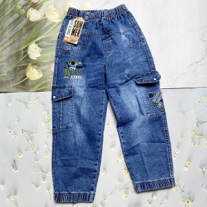 Quần jean dài cho bé trai 27kg đến 41kg lưng thun túi hộp lai bo QT182