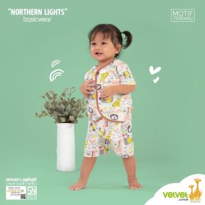 Velvet Junior Paket 3 Pcs Setelan Baju Anak Bayi Bahan Katun Baju Lengan Pendek Celana Panjang