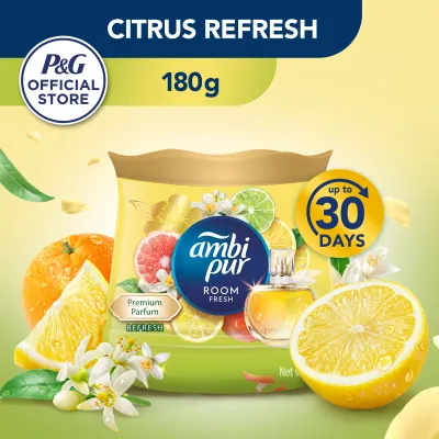 Ambi Pur Air Freshener Gel Room Fresh Citrus Refresh Premium Parfum 180g