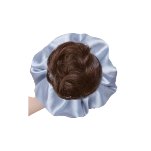 OMQAIO Satin Scrunchie Flower Bun Head Wig Claw Clip Ball Head Wig Ponytail Chignon Hair Accessories Hair Band False Hair Pieces Women