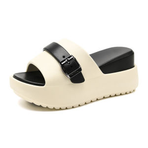 รองเท้าแตะแฟชั่นกลางแจ้งฤดูร้อนสำหรับผู้หญิง รองเท้าแตะพื้นหนาพิเศษใส่สบาย รองเท้าแตะชายหาดระบายอากาศได้ดี รองเท้าแตะแบบหนีบป้องกันการกดทับ