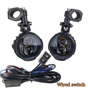 Motorcycle Fog Lights Led Auxiliary Driving Lamp Moto Headlight Spotlights 100W Wired Switch Dual Color Motorcycle Led Lights for Motorcycle