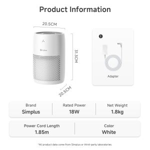 Simplus Pet Air Purifier 480m³/h CADR Rating Smart App Connectivity 7-Layer Powerful Filtration 120 Million Negative Ions Aromatherapy Function AirCare Pet