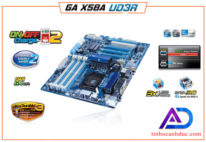 Bo Mạch Chủ Main Gigabyte GA-X58A-UD3R sk 1366 i3 i5 i7 Intel X58 hỗ trợ  DDR3 USB3.0 24 GB SATA III | Lazada.vn