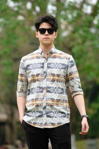 Áo sơ mi nam dài tay Dugarco thiết kế họa tiết độc đáo chất cotton thoáng mát 238SM21031