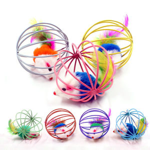 Cat toy mouse chasing toy plush mouse in cage pet interactive toy supplies funny cat toys