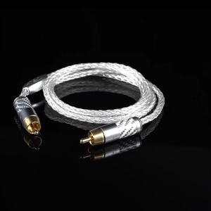 ATAUDIO Pure Silver HiFi RCA Coaxial Audio Cable 75Ohm Audio RCA Signal Wire for Amplifier Subwoofer Sound Card