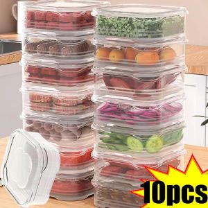 5Pcs Reusable Food Container Refrigerator Fruit Fresh Keeping Box with Lid PP Plastic Lunch Box Microwave Freezer Food Meat Container Box
