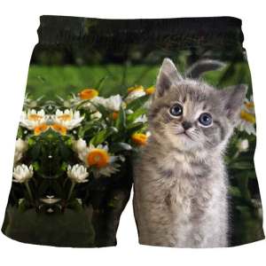 4-14Y Children Fashion Cute Cat Galaxy Wolf 3D Print Shorts Boys Girl Casual Beach Clothing Kids Swimsuit Swimming Trunks Pants