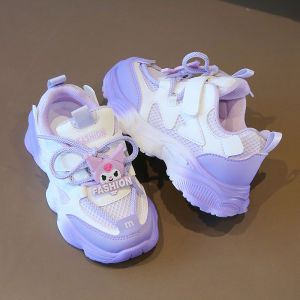 Girls Shoes Spring Season 2024 New Mesh Breathable Childrens Sneakers Kuromi Big Kids Dad Shoes Fashion