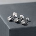 Premium Stainless Steel Plated Double Diamond Stud Earrings - Stylish Minimalistic Design, Excellent Craftsmanship, Multiple Sizes - European and American Style. 